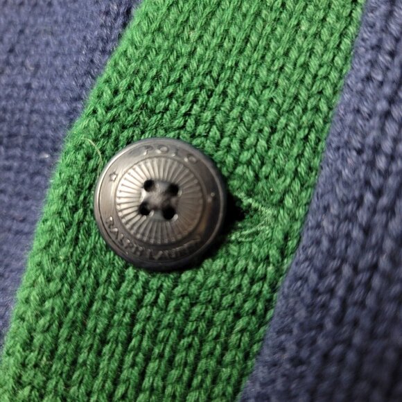 Polo Ralph Lauren Mens M P Wing Varsity Letterman Patch Cardigan Sweater Blue‎ - Picture 5 of 9